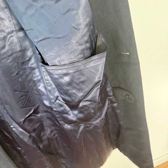 Samuelsohn Men's Navy Wool Cashmere  Long Coat Classic Minimalist Size 40 - Picture 9 of 10